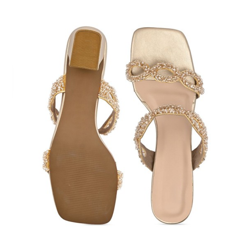 Embellished PU Party Block Sandals